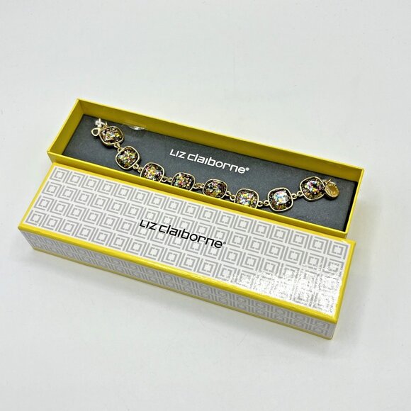Liz Claiborne Bracelet Sparkly Multicolor Goldtone New in Box - Picture 1 of 5
